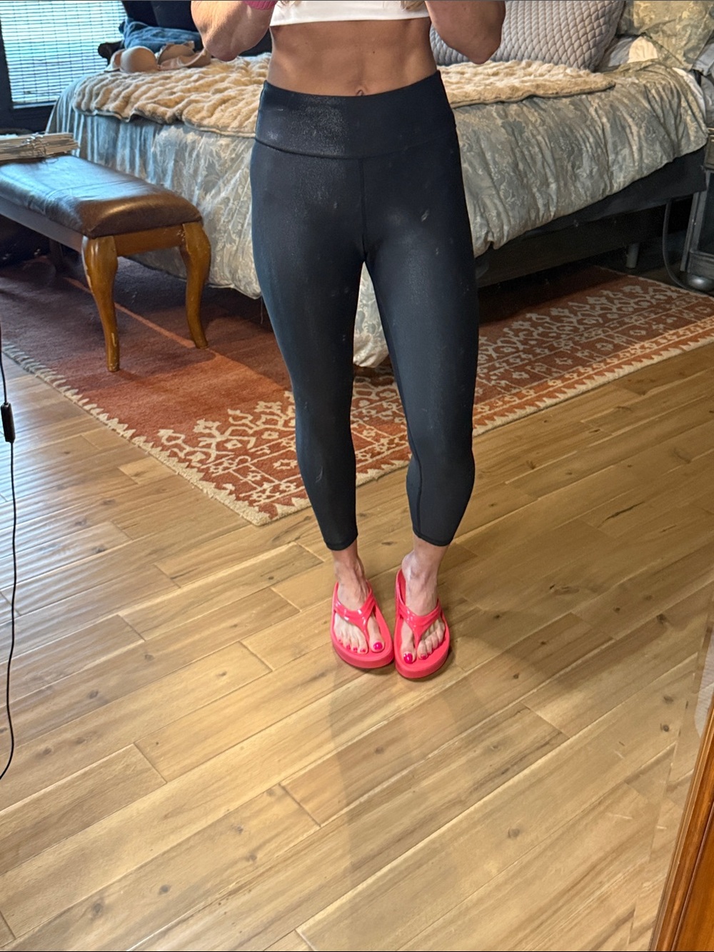 Dharma Bums Black Shimmery High-Waist Capri Leggings